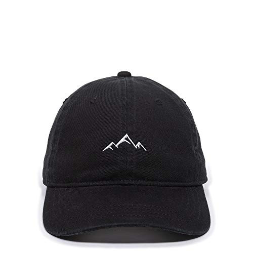 Mountain Dad Hat - Unstructured Soft Cotton Cap Black