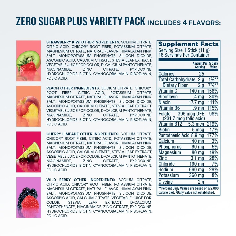 DripDrop Zero Sugar Plus - Free Hydration Packets - Single 16 Count