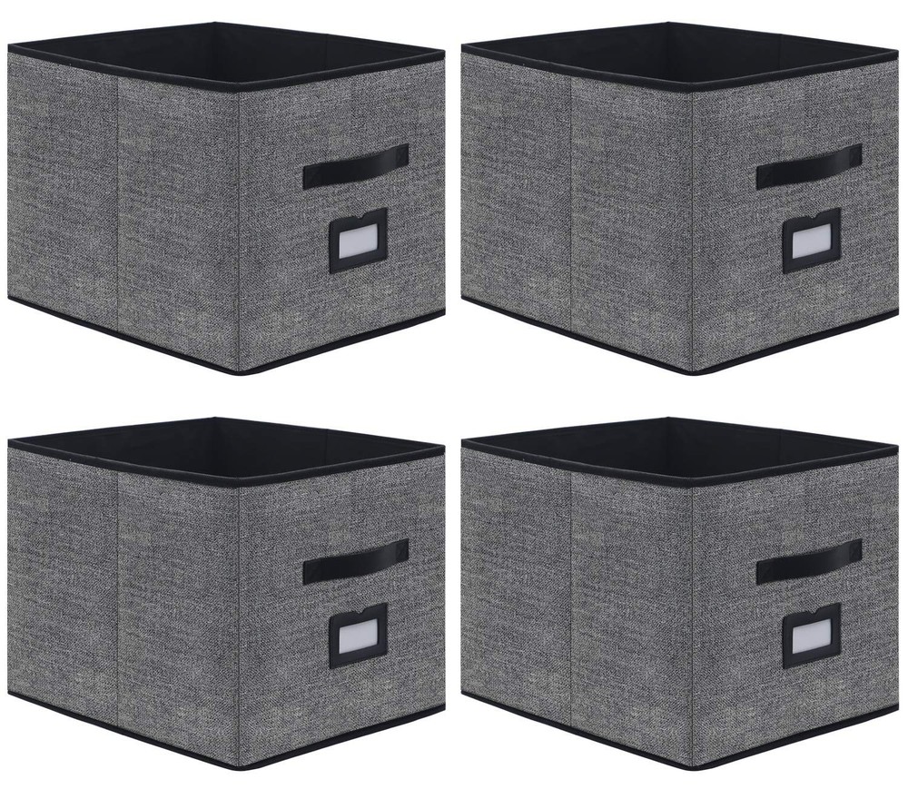 Onlyeasy Large Foldable Cloth Storage Cubes 4 Pack with Label Holders - Fabric