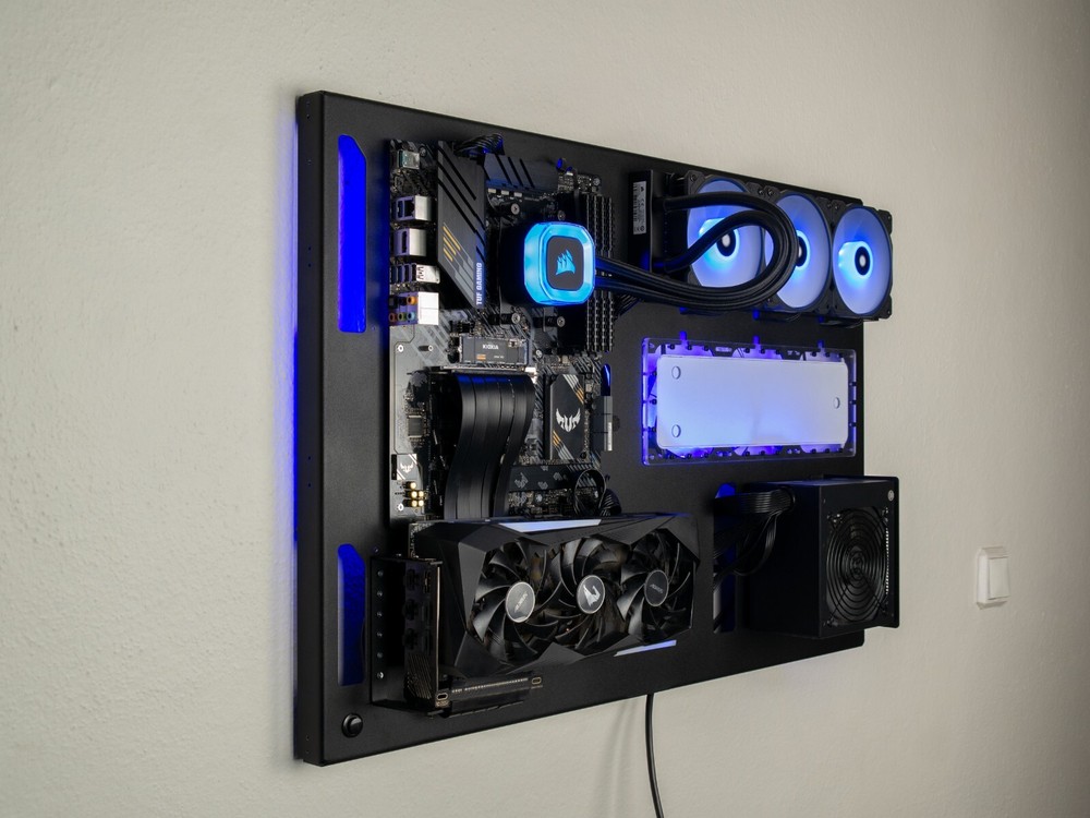 Wall Computer Case, 360mm Dual Slot Wall-Mountable PC Case, Custom Liquid Coolin