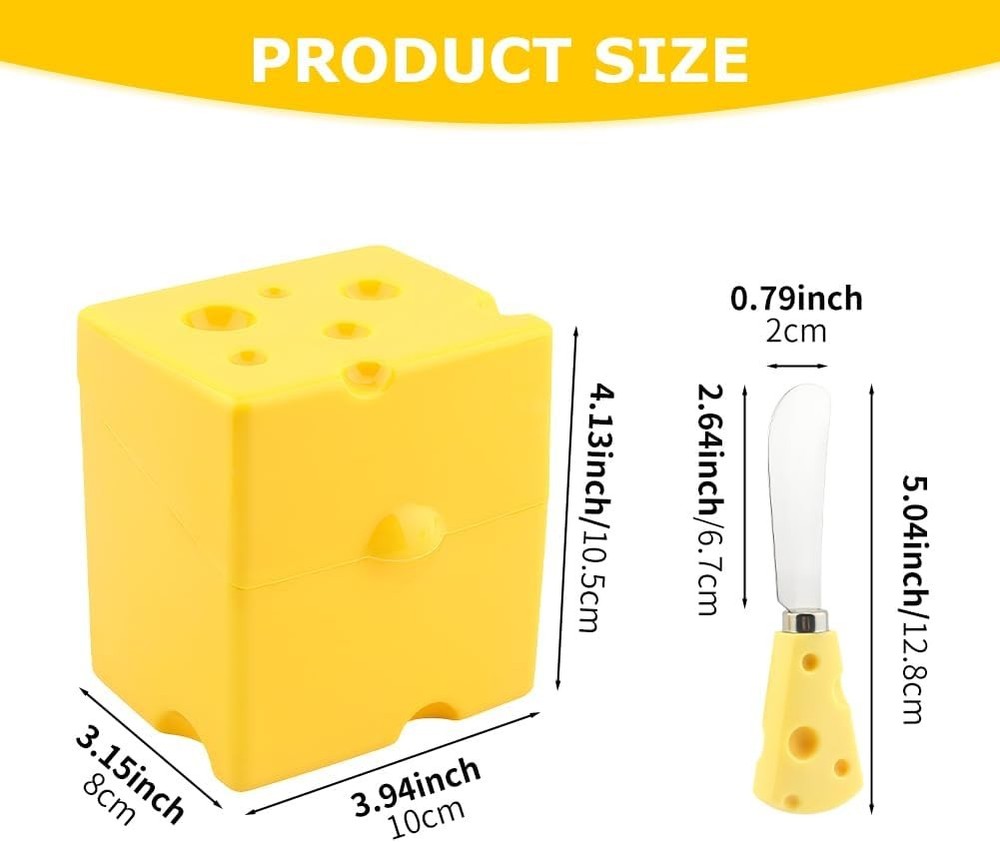 Sliced Cheese Storage Container, Plastic Cheese Slice Keeper for Fridge with But