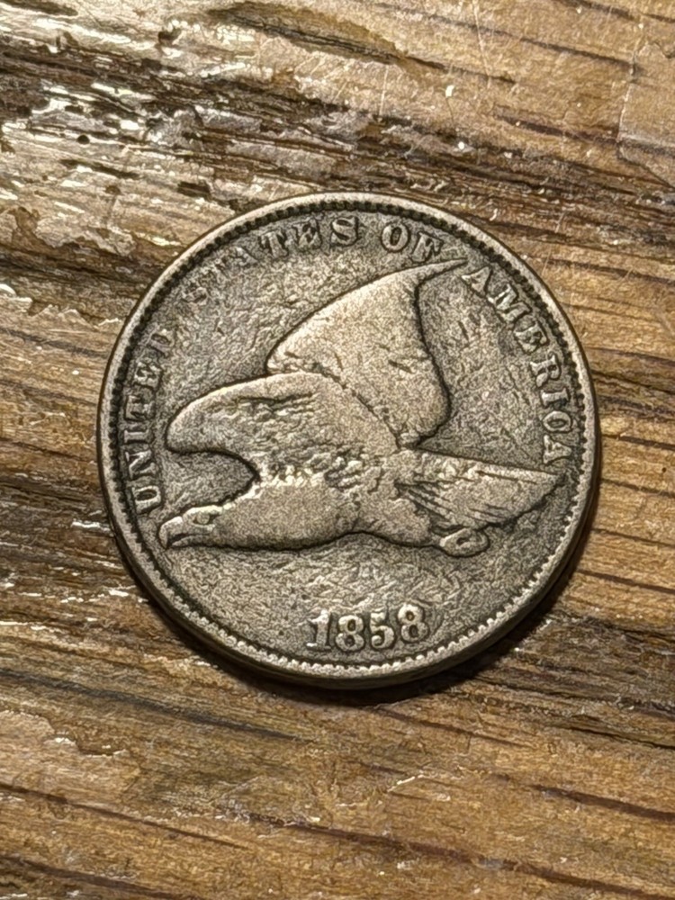 1858 Small Letters Flying Eagle Cent FINE +