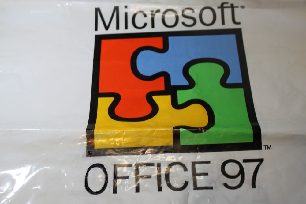 Vintage Rare Microsoft Office 97 / Internet Explorer Plastic Handled Tote Bag
