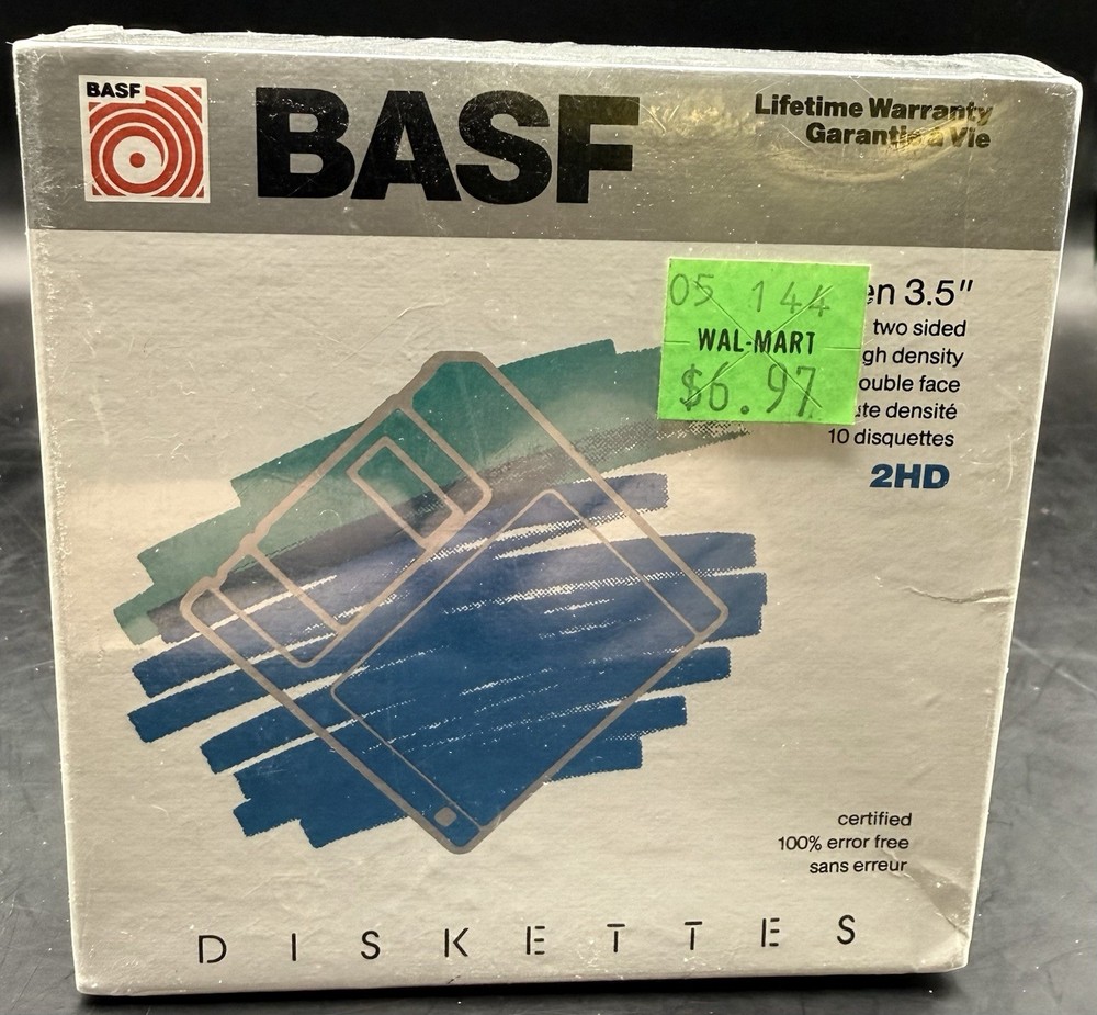 BASF Floppy Disks - 2HD High-Density 3.5" - 2 BOXES NEW OLD STOCK, SEALED!
