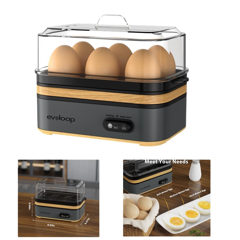Rapid Electric Egg Cooker - 6 Egg Capacity for Perfect Boiled or Poached Eggs