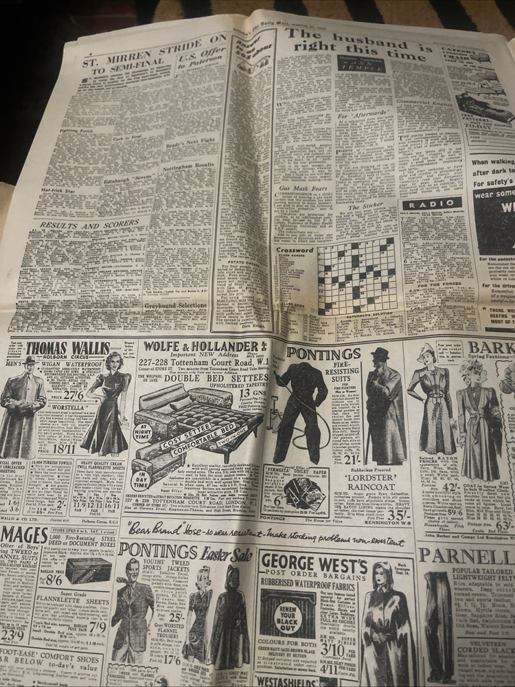 WW 2 Daily Mail 31/03/1943 Newspaper