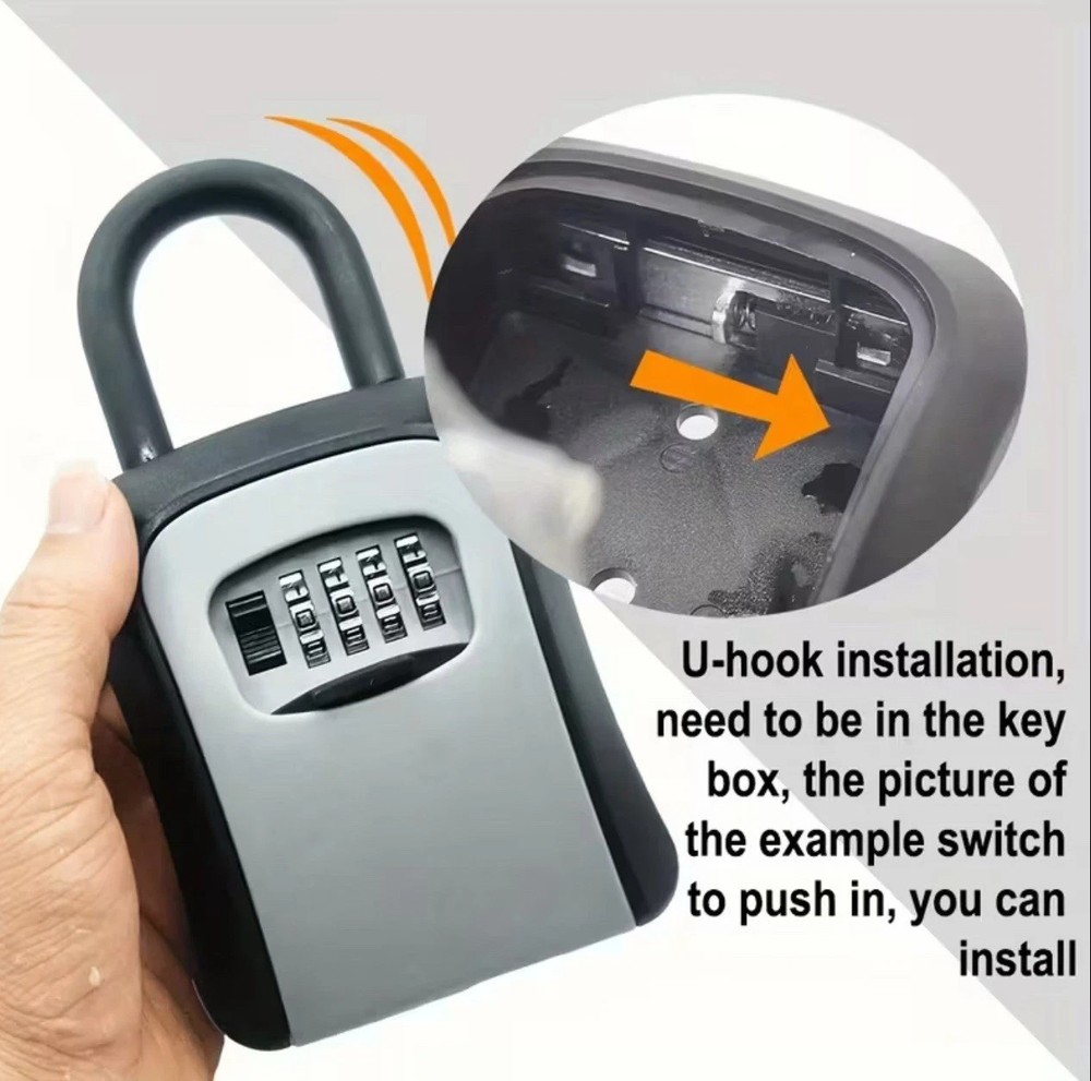 Key Lock Box Wall Mount Outdoor Weatherproof 4-Digit Combination Key Safe