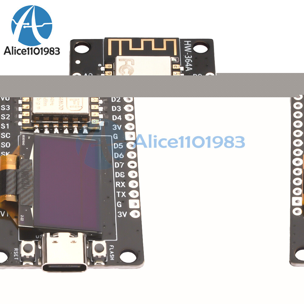 NodeMCU ESP8266 Development Board w/0.96" OLED Display CH340 Driver Module USB C
