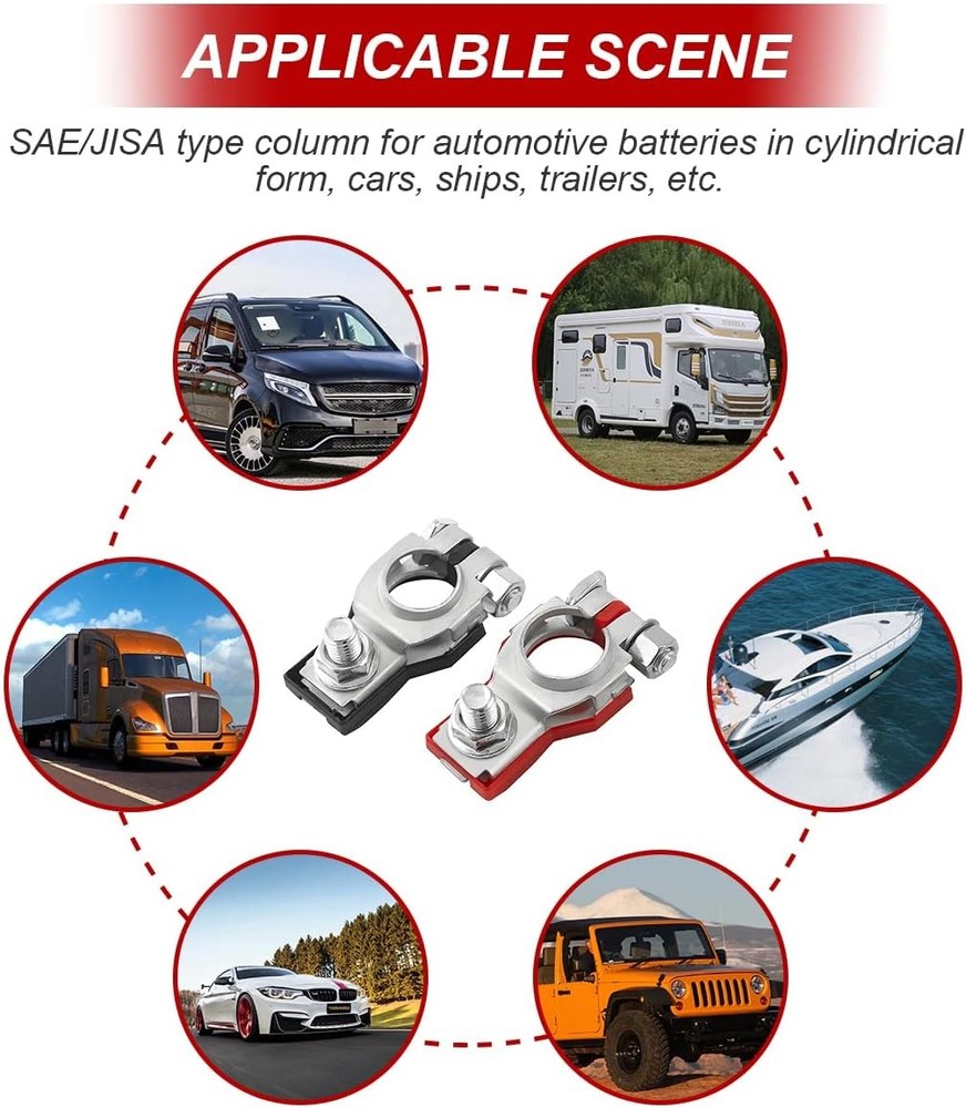 AUCELI Battery Terminal Connector, Top Post Cable Silver/2PCS