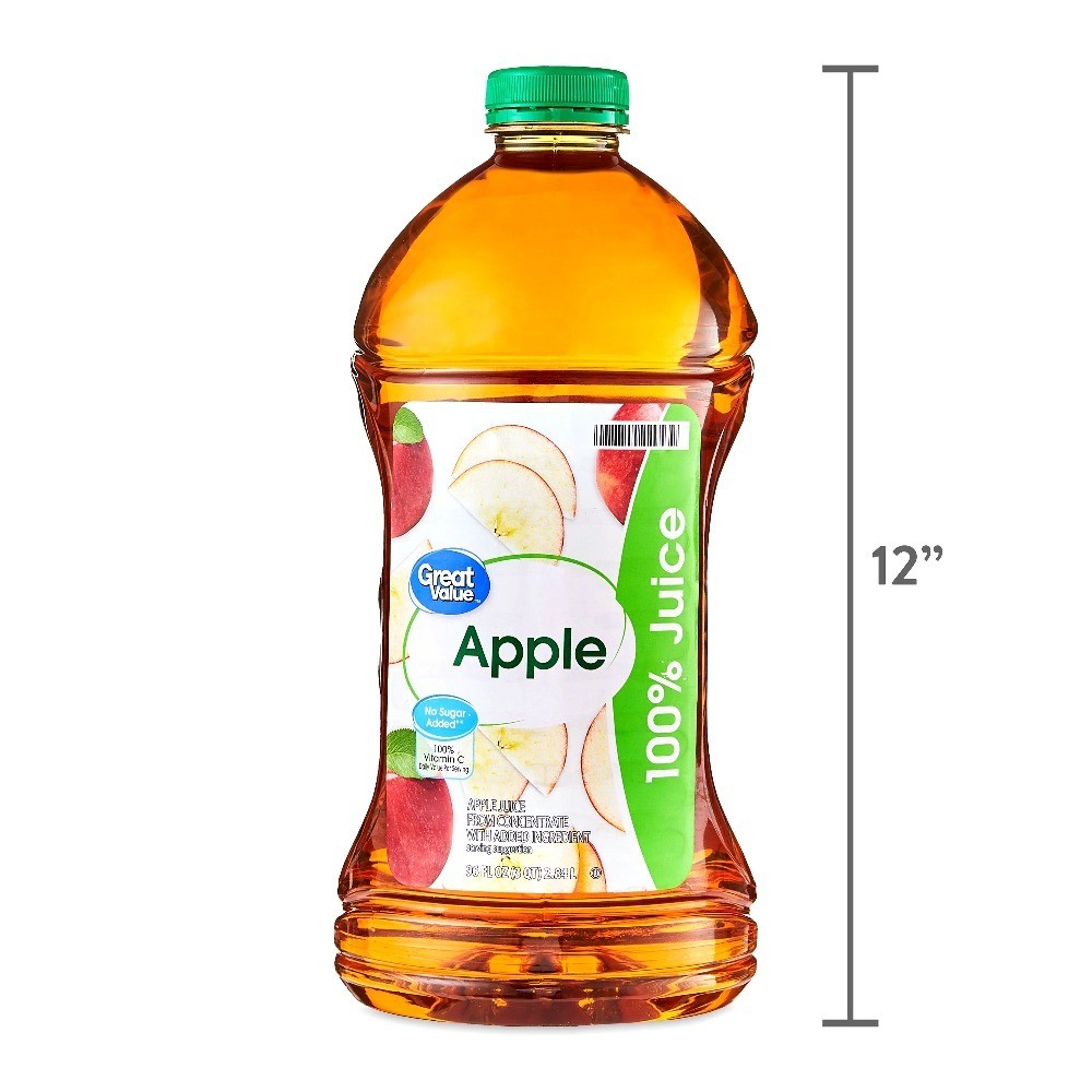 (2 pack) Great Value 100% Apple Juice, 96 fl oz