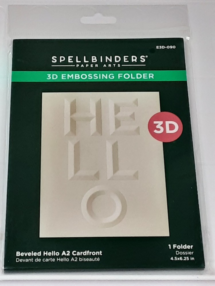 NEW Spellbinders 3D Embossing Folder Beveled Hello 4.5x6.25