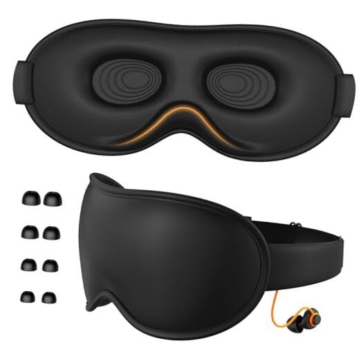 Light Blocking Sleep Mask with Adjustable Strap, 3D Eye Mask for Black