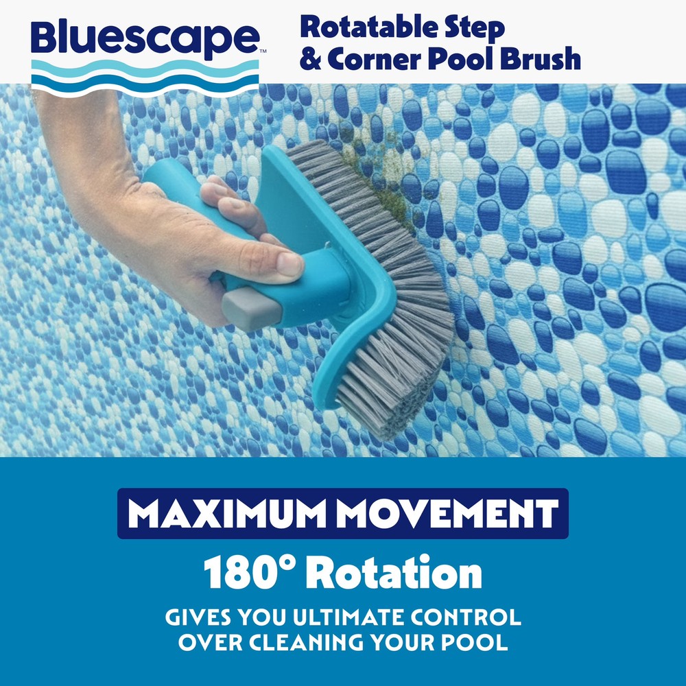 Bluescape Rotatable Step & Corner Pool Brush Head for Efficient Cleaning in Teal