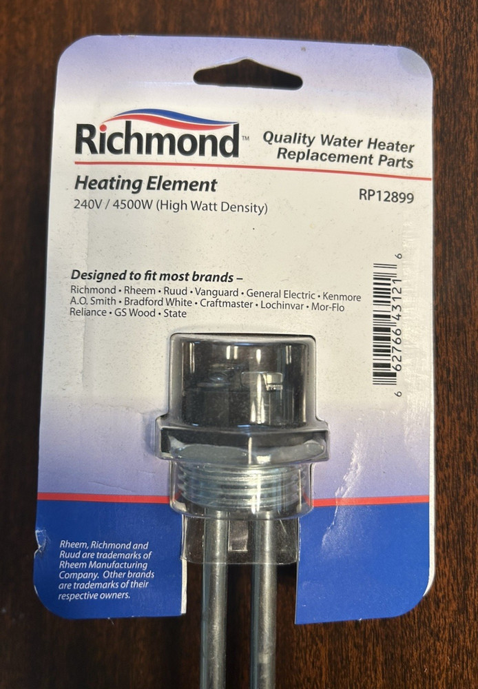 Richmond 240V/4500W Heating Element, Water Heater Replacement Part RP12899, NEW