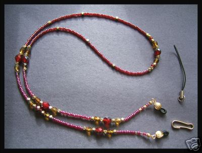 Handmade-Ruby Red Eye Glass /ID/Cell Phone Holder