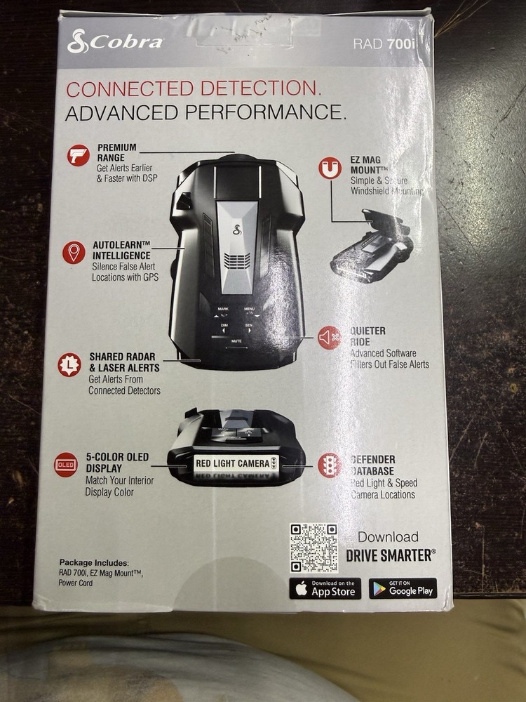 Open Box! Cobra RAD 700i Radar Laser Detector Premium Range Advanced