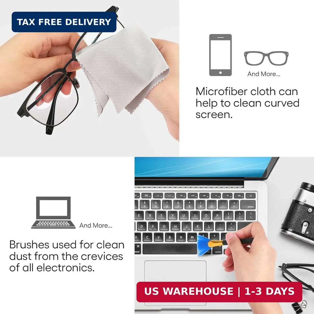 3in1 Fingerprint Proof Screen Cleaner Spray Kit Touchscreen Mist+Microfiber Wipe