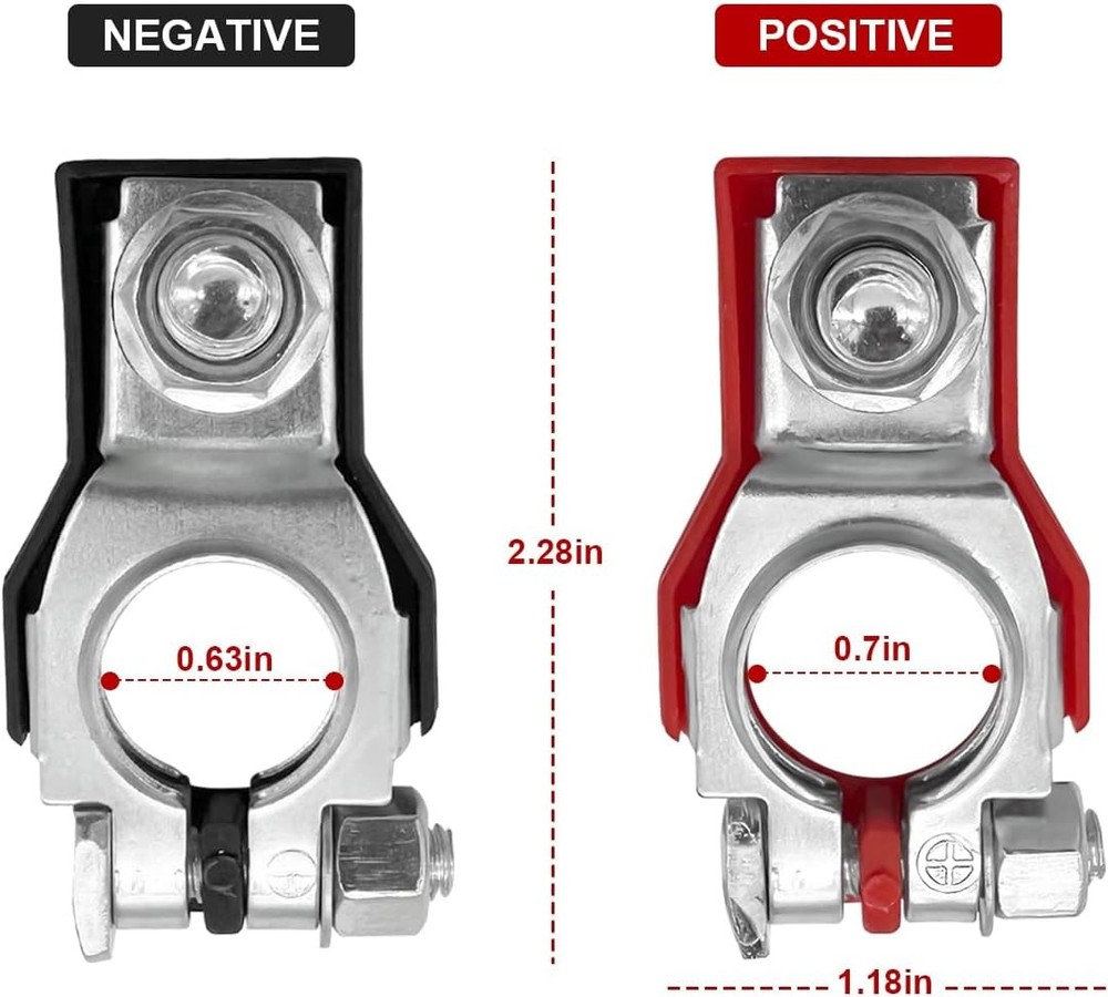 AUCELI Battery Terminal Connector, Top Post Cable Silver/2PCS