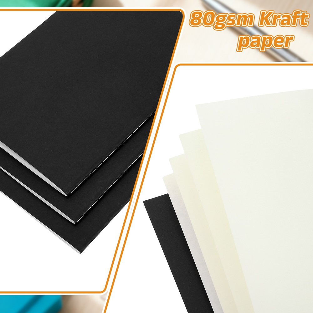 3 Pack A5 Notebook, A5 Journal Mini Notebook Pocket Unlined,Black