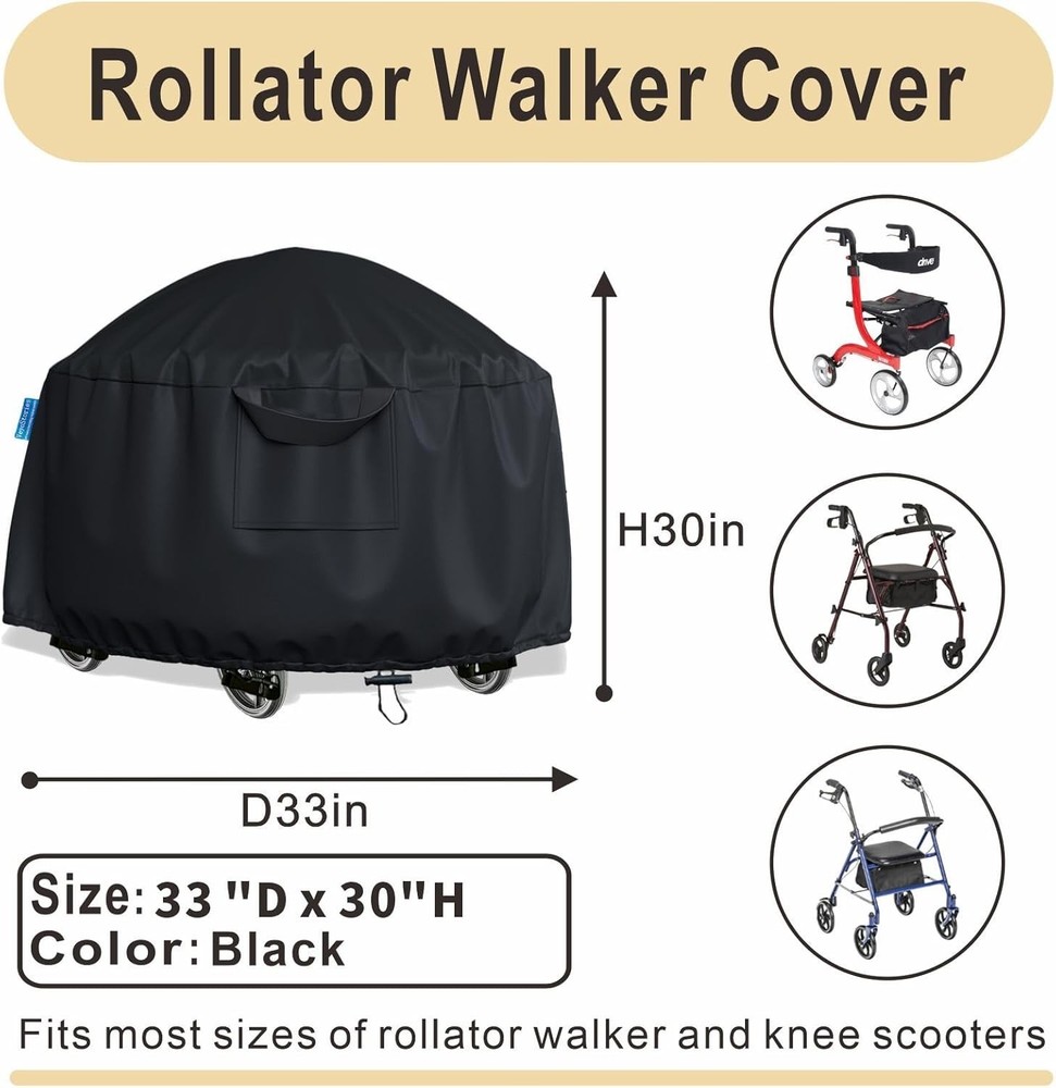 Rollator Walker Cover for Seniors - Dustproof & Waterproof, Fits Rolling Roll...