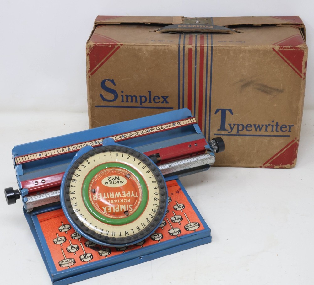 Antique c. 1902 Simplex Practical Dial Typewriter No. 2 With Box