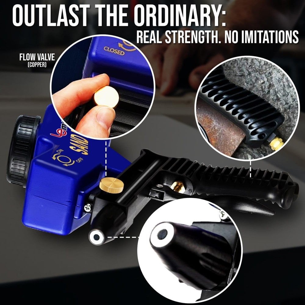 Portable Sand Blaster Kit for Rust Removal & Glass Etching - Ceramic Nozzle