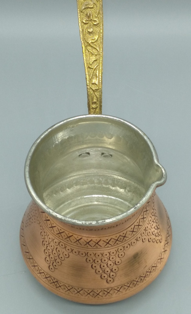 Crystalia Copper Coffee Cezve Brass Handle