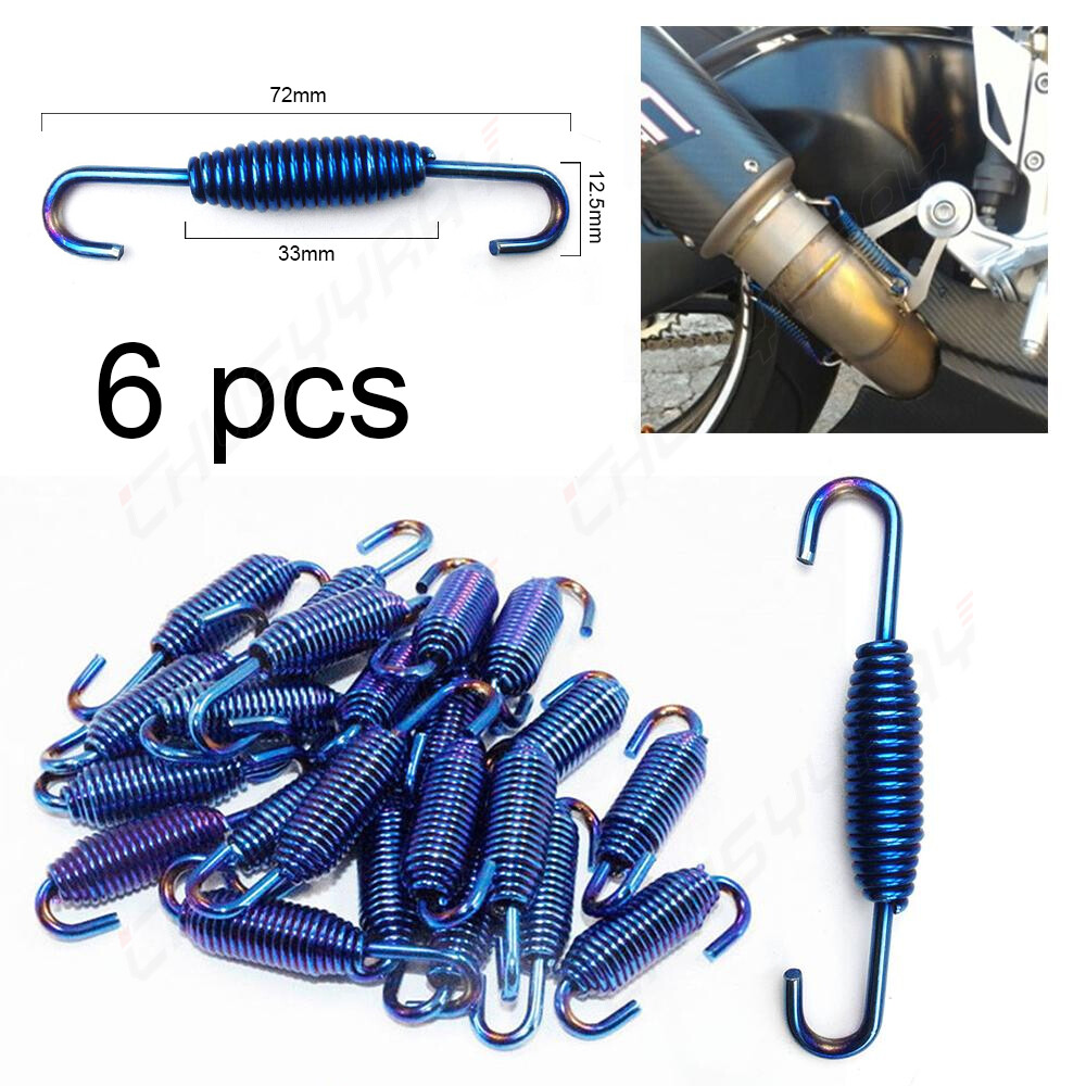 New Universal 6x Exhaust Pipe Spring 72mm Exhaust Pipe Spring Hook Modified