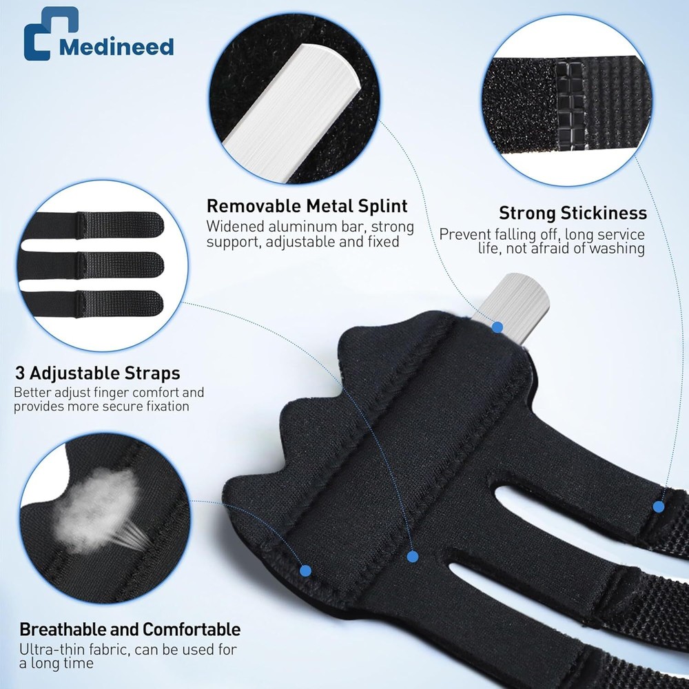 2PCS Finger Ice Pack & Trigger Splint, Thumb One Size, Blue+Black