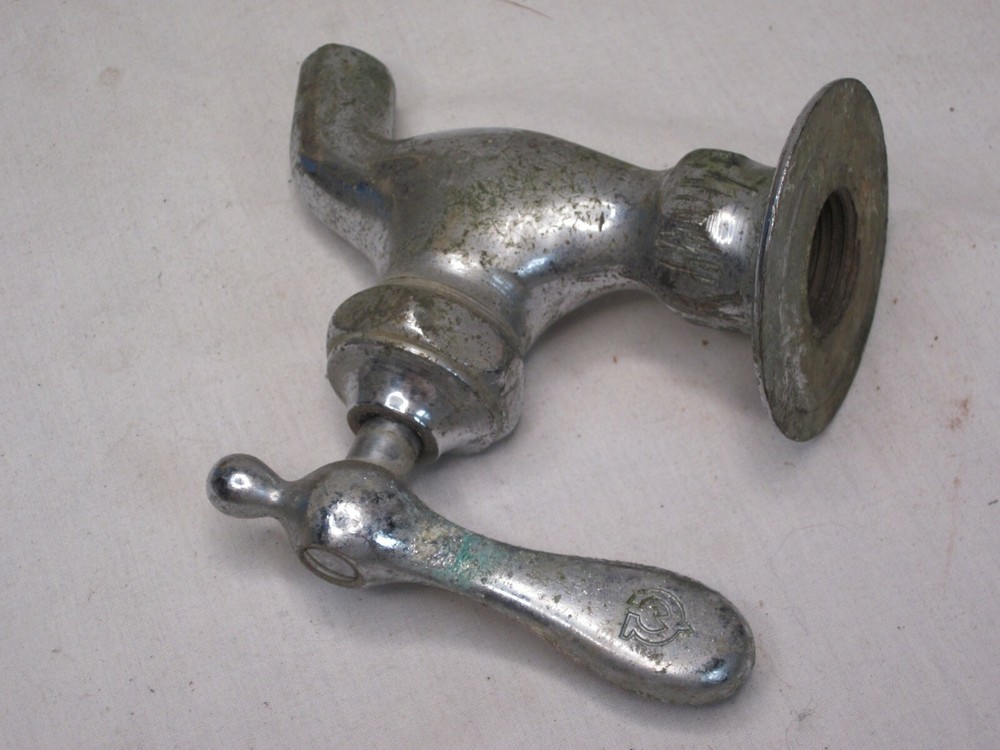vintage faucet chrome marked handle " E " threaded hole