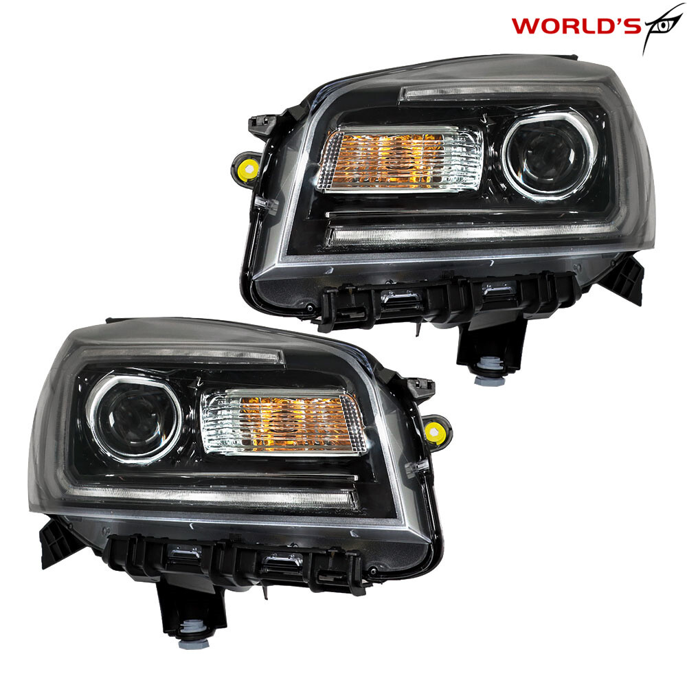 For 2013-2016 GMC Acadia Projector Headlight Right+Left Black Halogen w/ LED DRL