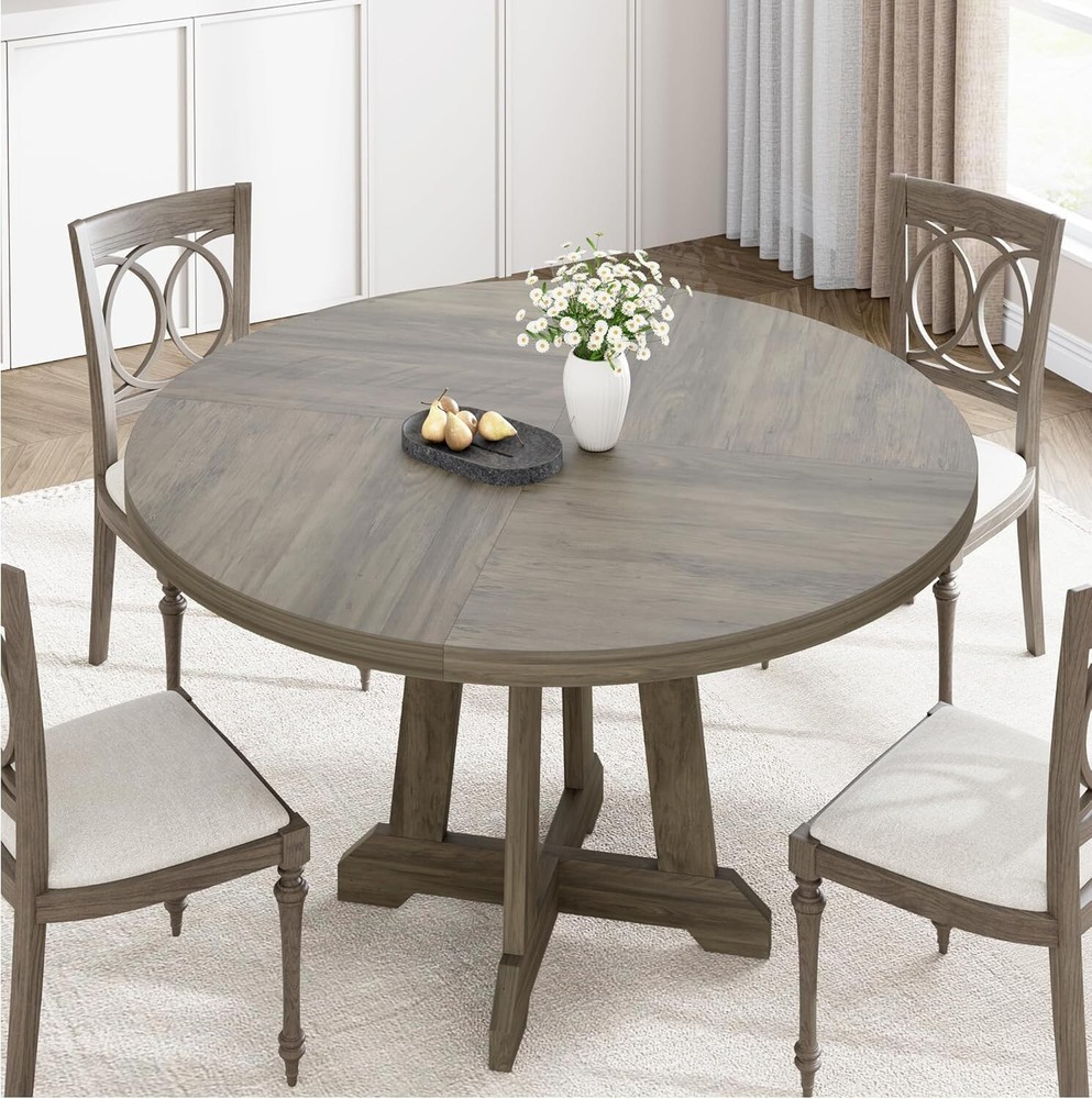 47" Round Dining Table for 4-6 People Large Circle Table Rustic (No chairs)
