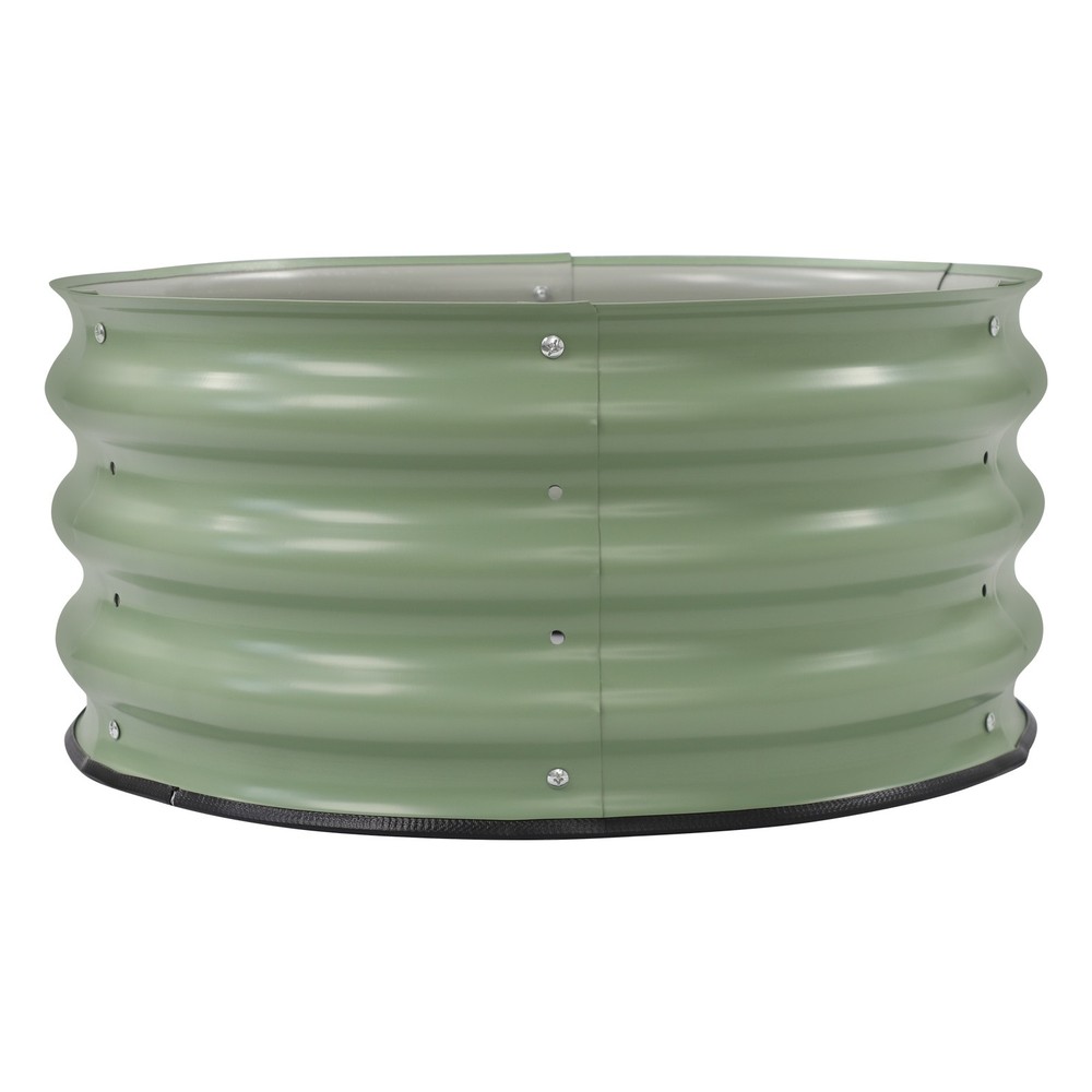 2 Pack Round Galvanized Metal Garden Planters with Open Base Design