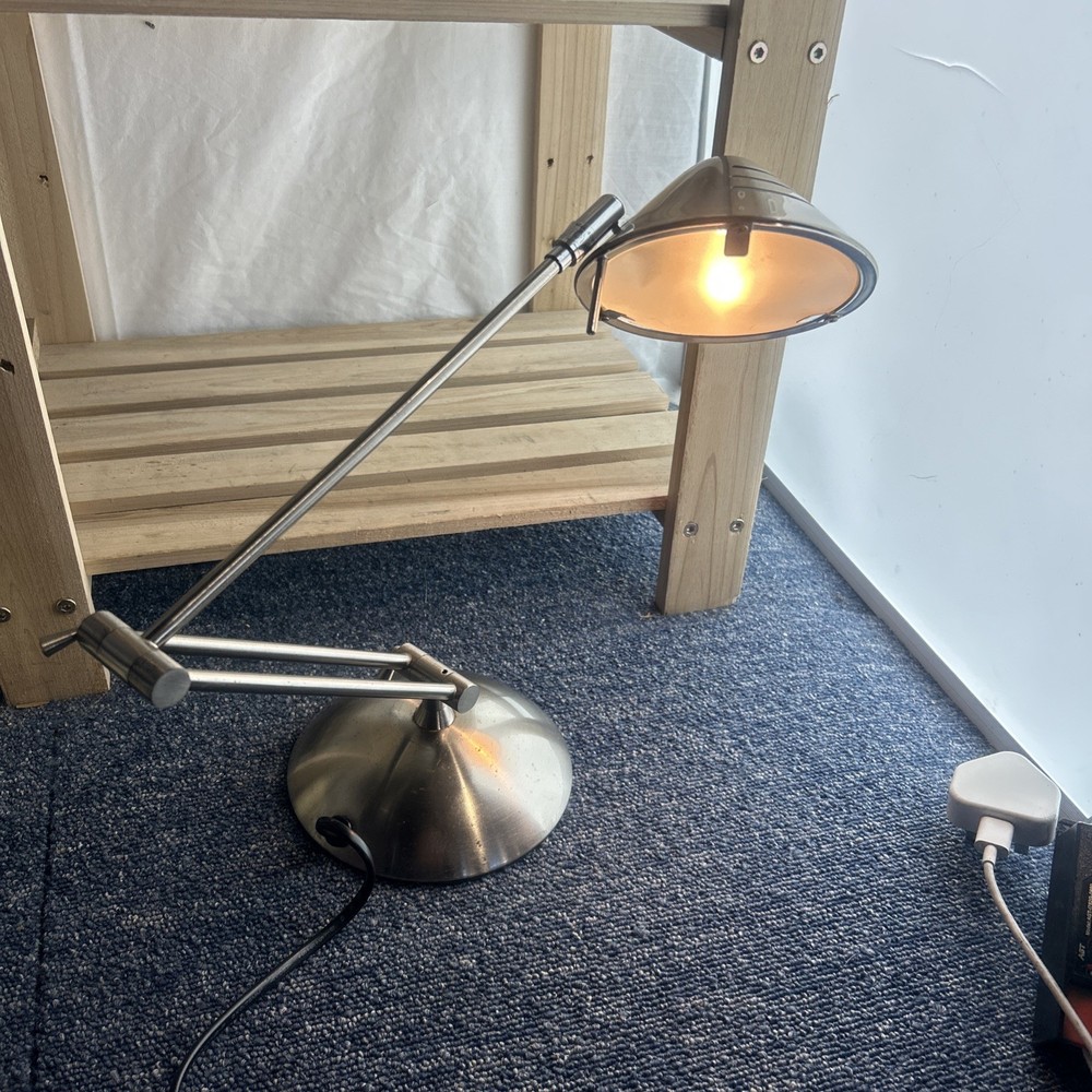 Vintage Argos Brushed Steel Angular Halogen Lamp 3x Pivot Points Work Lamp