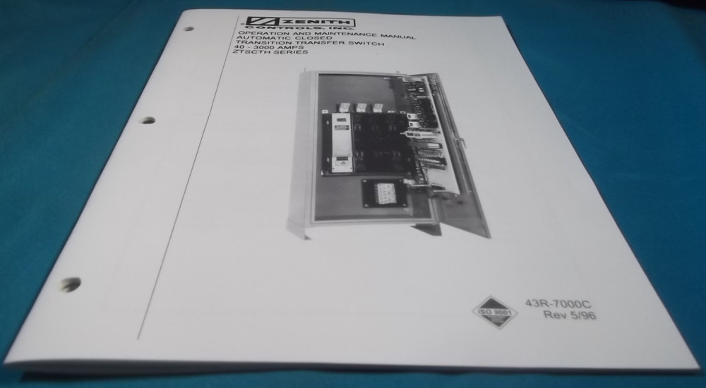 ZENITH AUTOMATIC CLOSED TRANSISTION TRANSFER SWITCH OPERATION MAINTENANCE MANUAL
