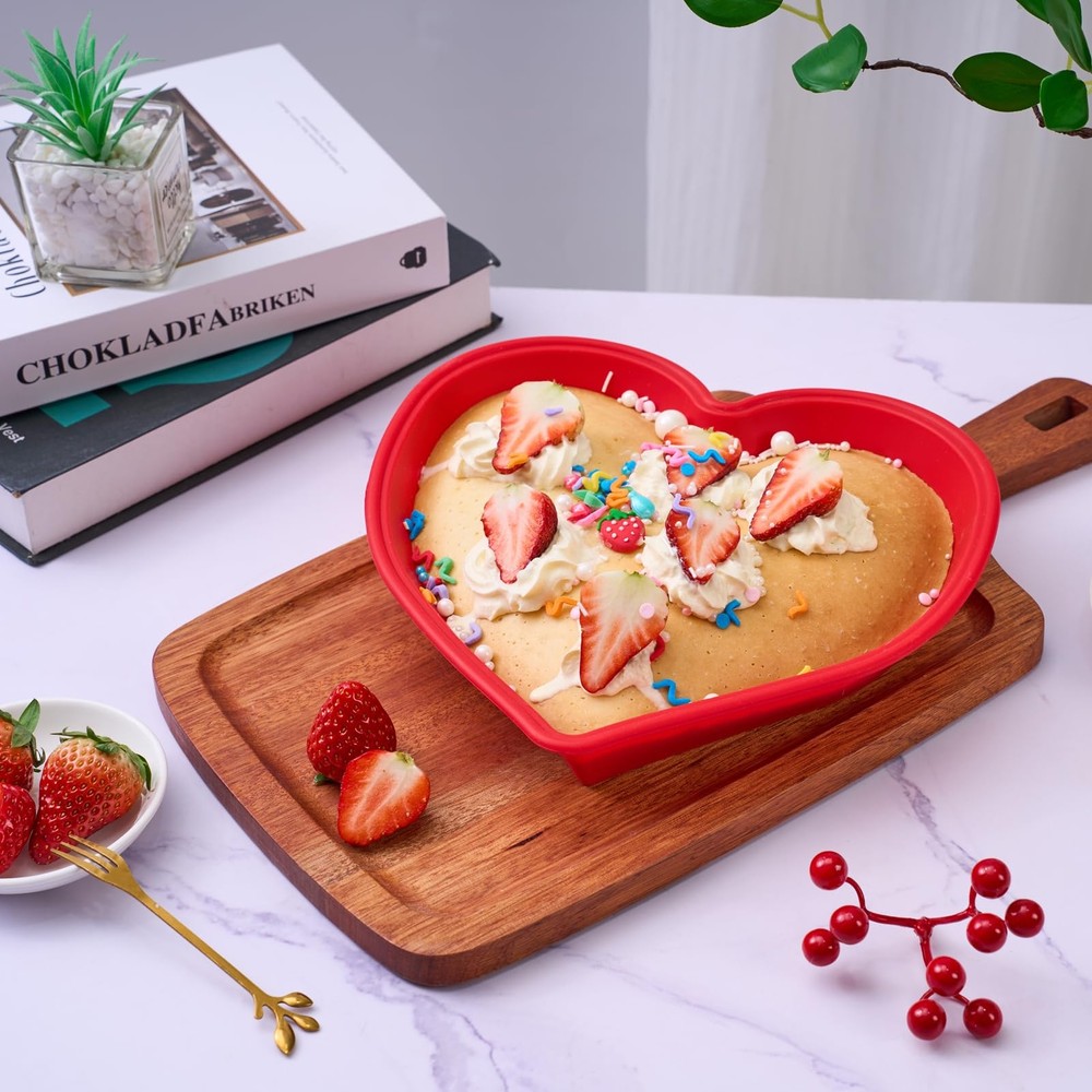 Silicone Heart Shaped Cake Pans 10 Inch 2 Pack