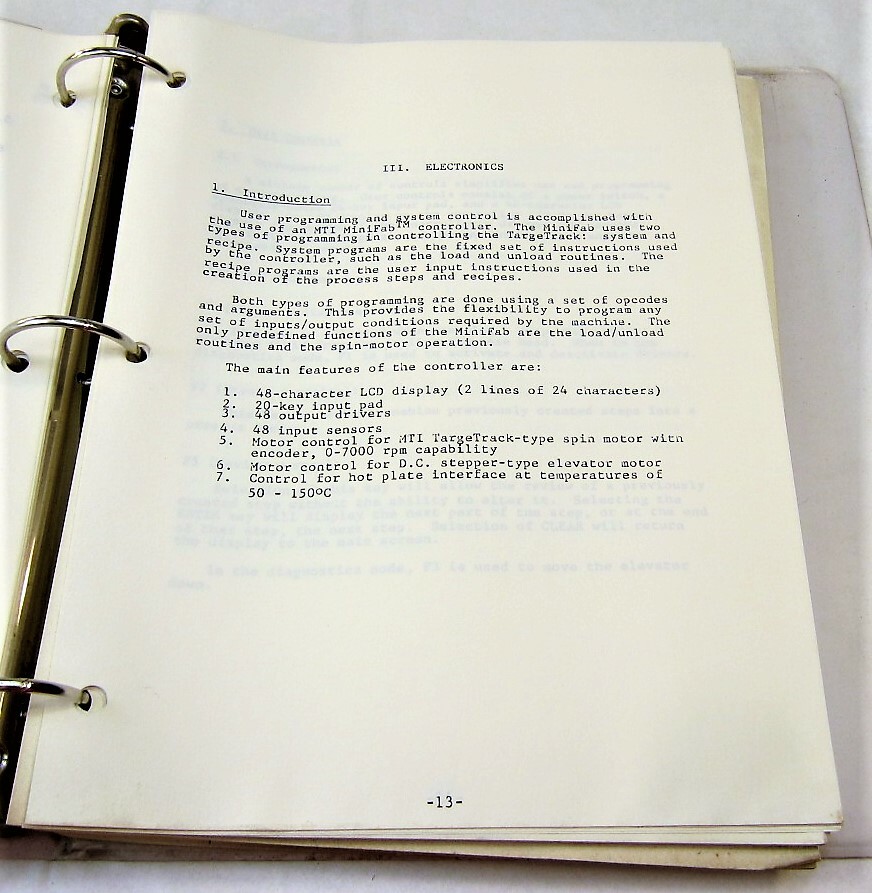 TargeTrack Wafer Processing System User's Guide 1987 Edition MTI