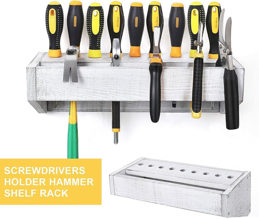 2 Pack Screwdriver Holder Wall Mount Storage Rack Organizer Workshop Shed Garage