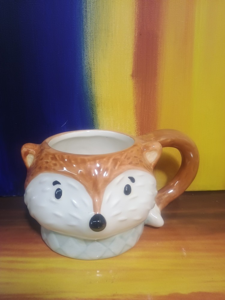 Fox Mug 3D Earthenware Fall Orange Hand-Painted Nature
