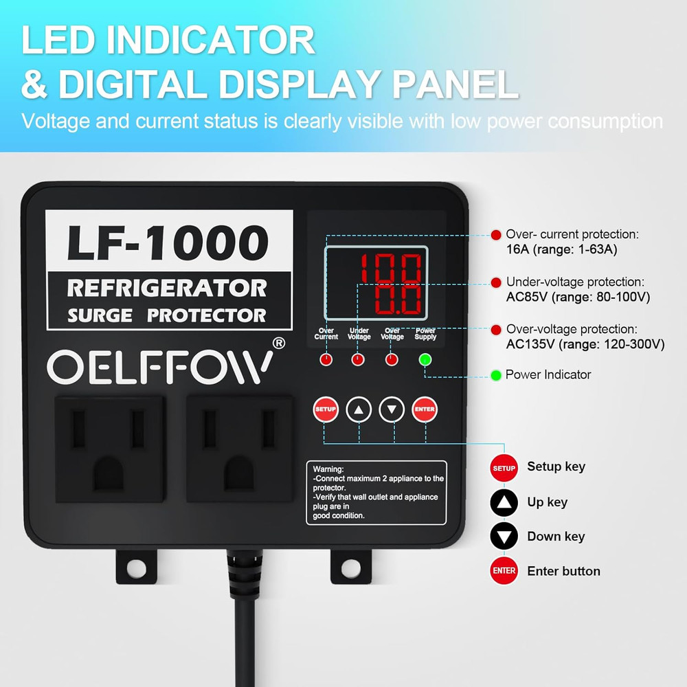 Refrigerator Surge Protector Time Delay and Real-Time Display Voltage Protector