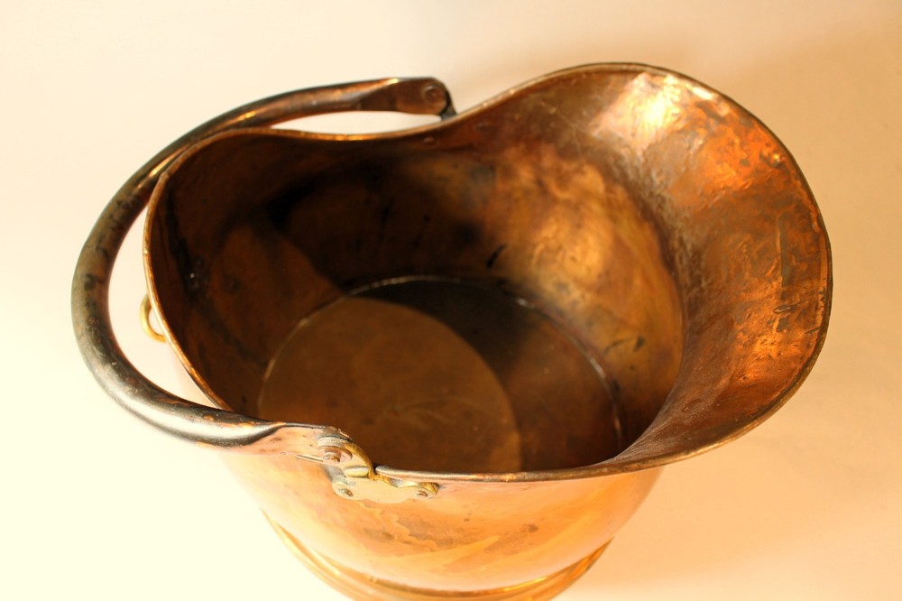 Mid Victorian Copper Helmet Shaped Coal Scuttle c.1860