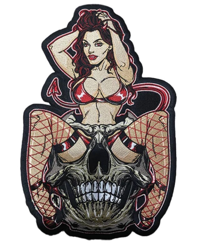 NEW LETHAL THREAT SHE-DEVIL GIRL PIN-UP EMBROIDERED PATCH 8.5"x13" LT30251