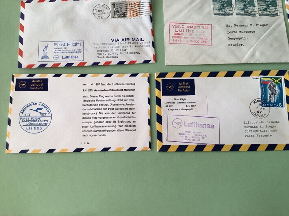 Airmail flight cover mixed world 9 items Ref A1477