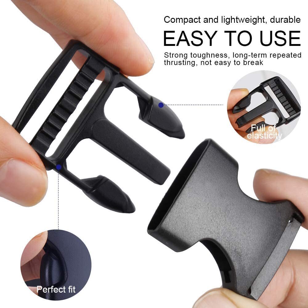 1" Buckles Straps Set - Quick Side Release Buckle Nylon Webbing Strap Tri-Glide