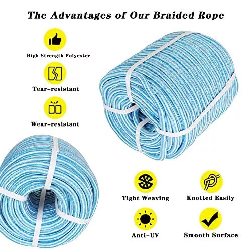 24 Strand Braid Polyester Rope Hauling Loads 1/2" × 200' Arborist Tree Rope