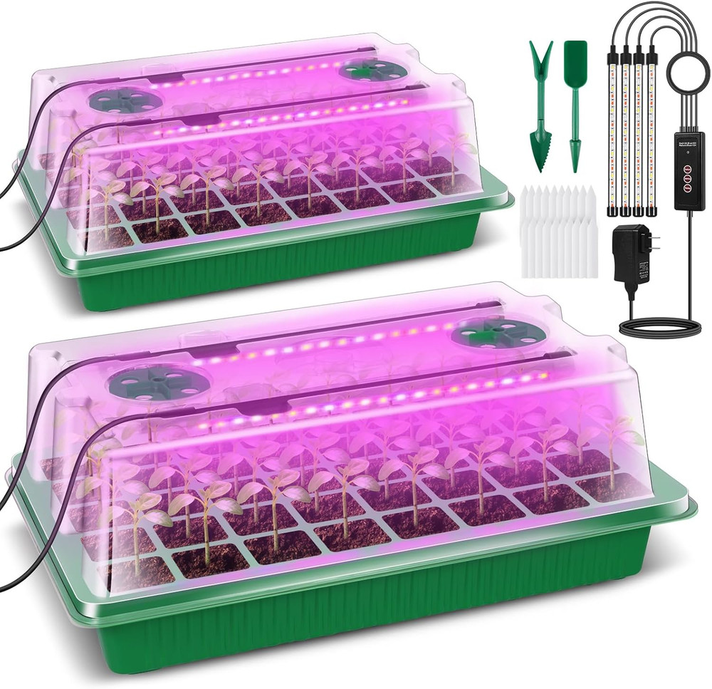 Professional Seed Starter Kit with Grow Light, Humidity Dome, and Timer