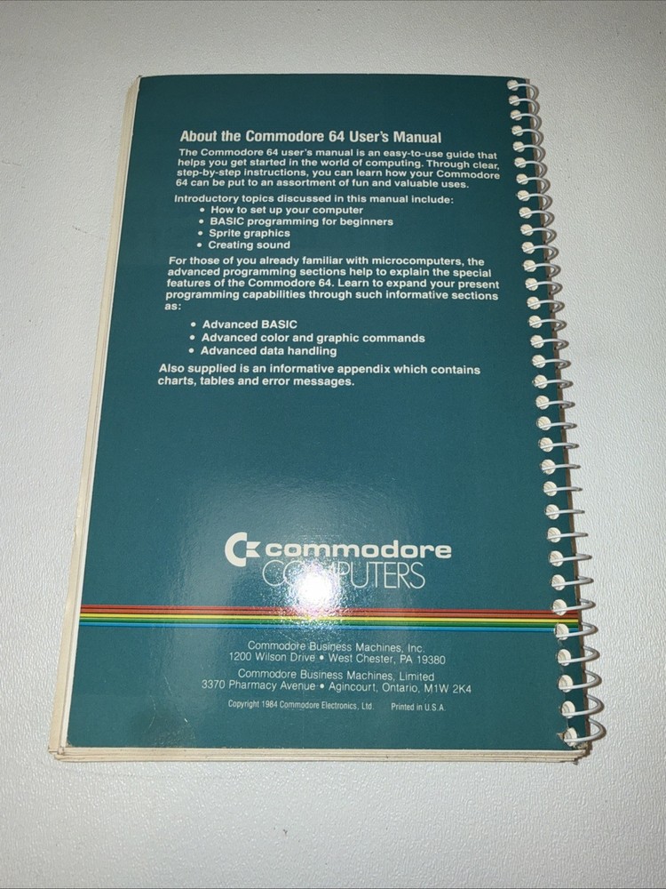 VTG 1984 Commodore C64 User's Manual Used
