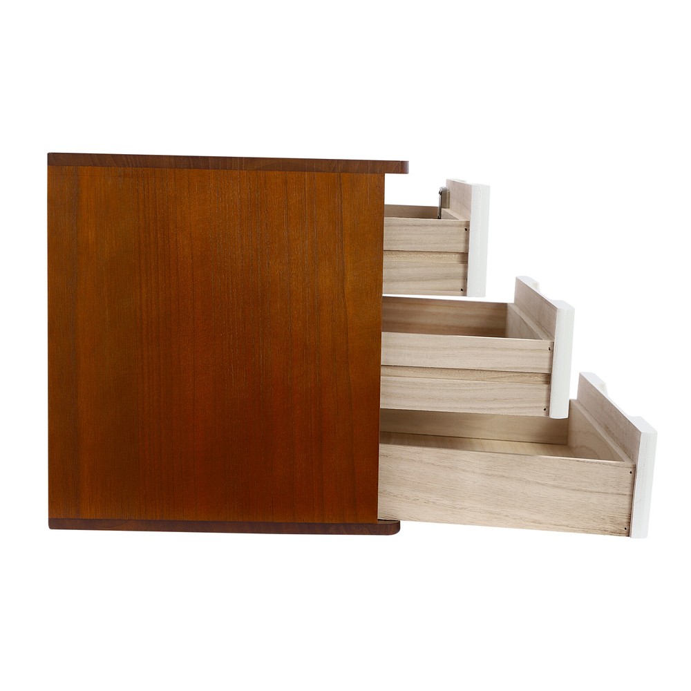 Wooden Desktop Storage Box Drawer Office Home Table Display Organizer with Lock.