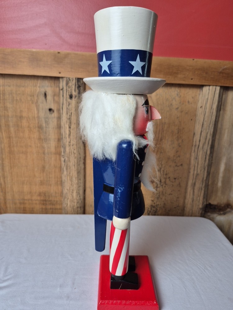 14" Patriotic Uncle Sam Nutcracker Red White And Blue