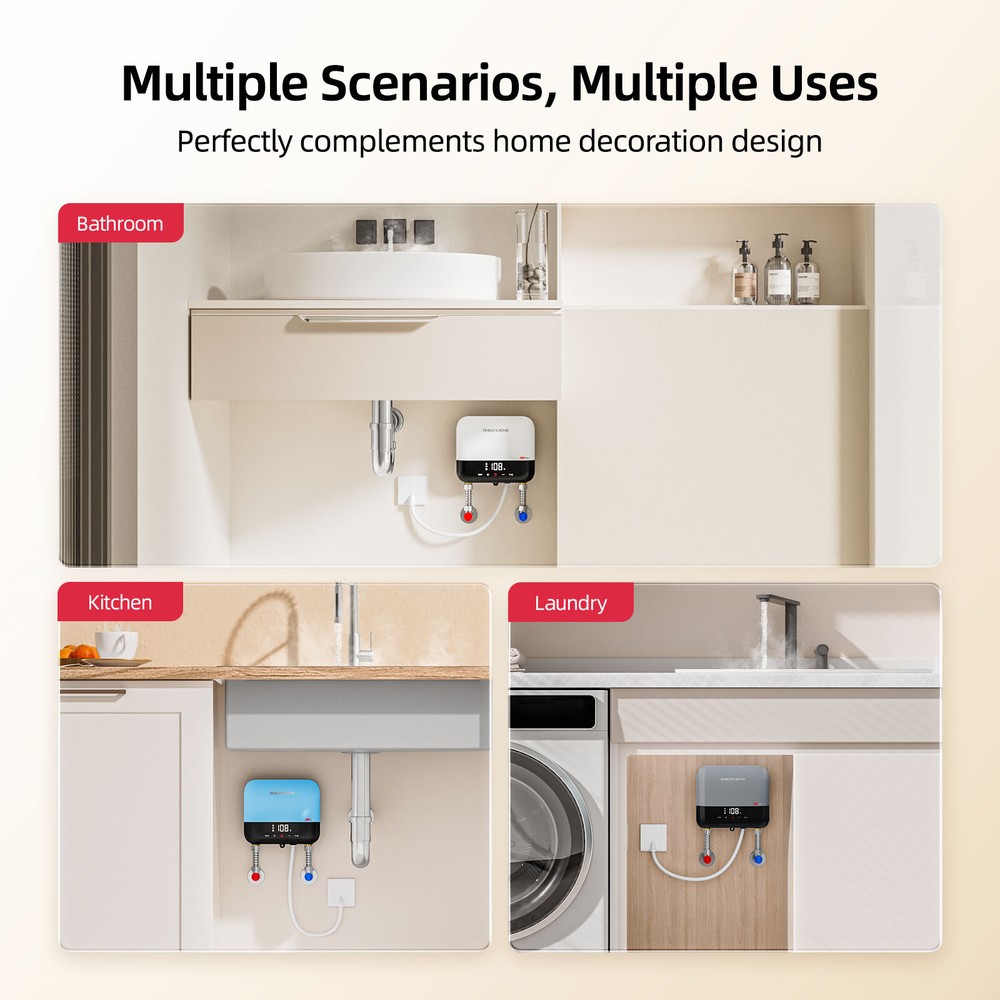 Used 3500W Electric Tankless Water Heater Instant Hot Water, 120V Dn-Demand